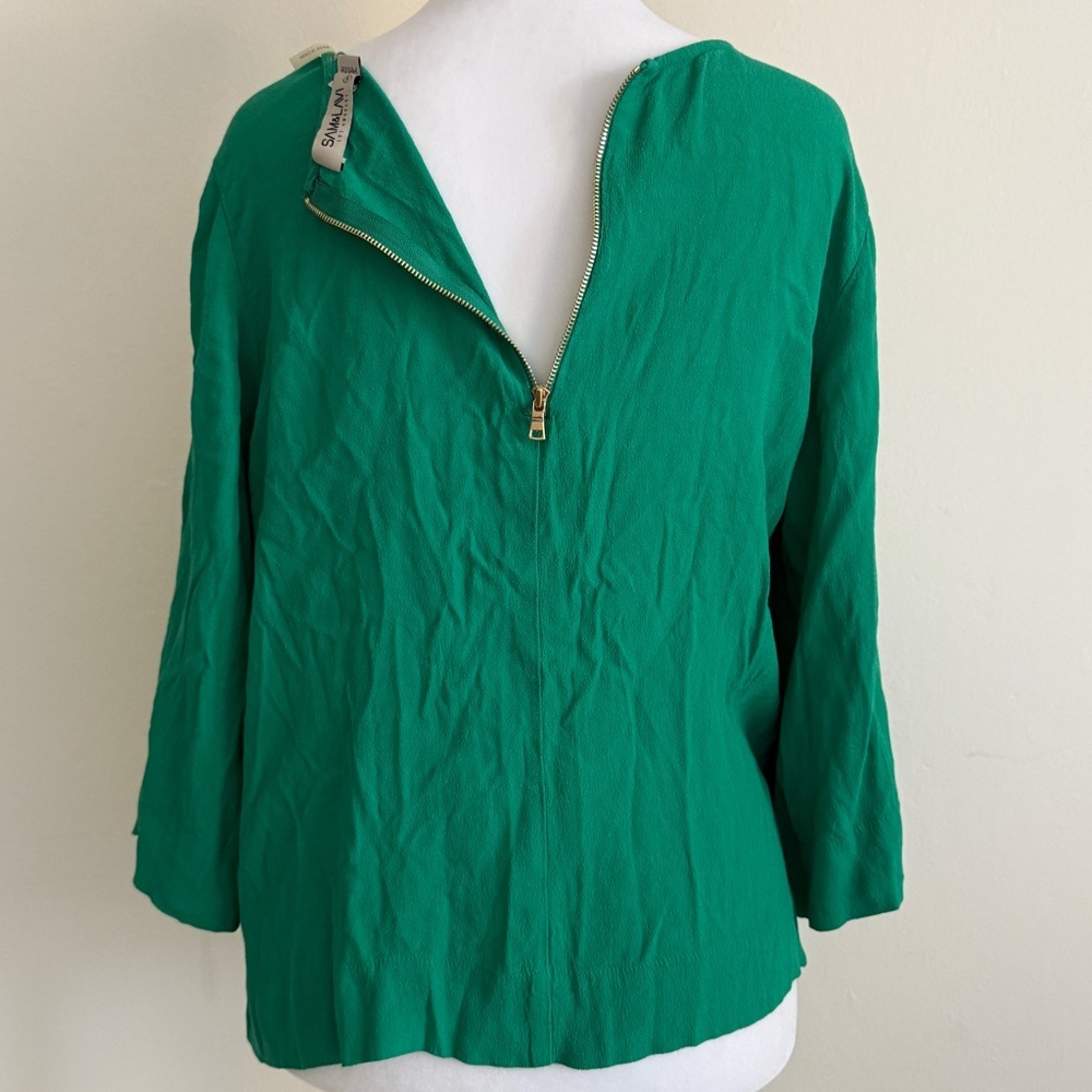 Sam & Lavi Green Blouse. Rayon. Size Medium Petite - Picture 6 of 10